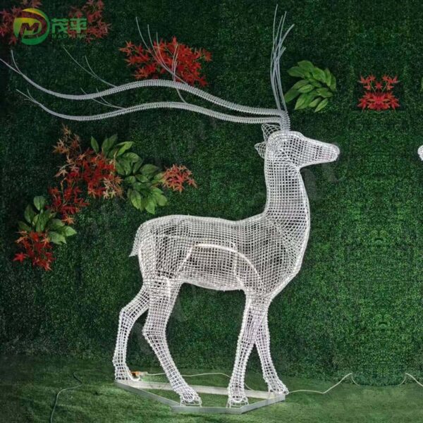 Hollow White Animal Deer Horse Stainless Steel Sculpture - Image 2