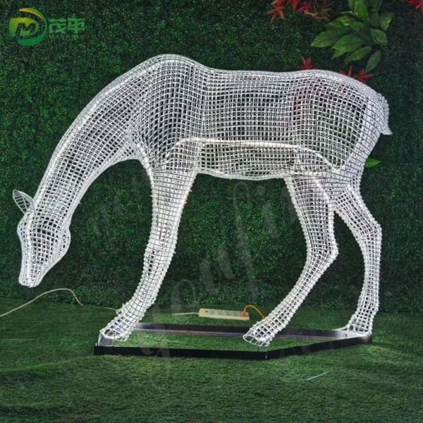 Hollow White Animal Deer Horse Stainless Steel Sculpture - Image 3