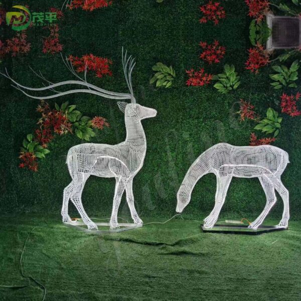 Hollow White Animal Deer Horse Stainless Steel Sculpture