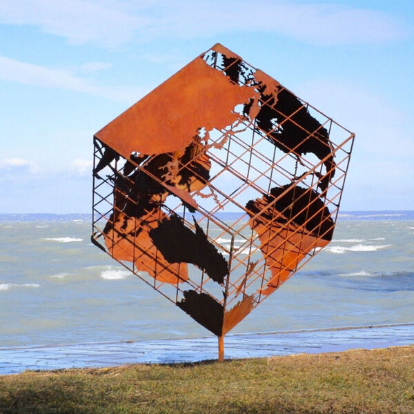 Huge Cube Corten Steel Sculpture - Image 5