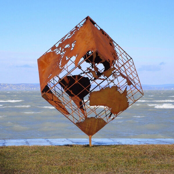 Huge Cube Corten Steel Sculpture - Image 4