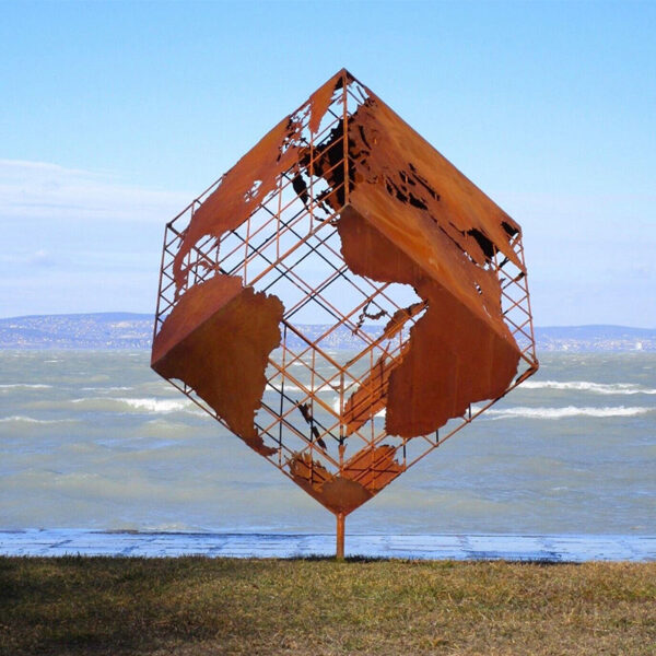 Huge Cube Corten Steel Sculpture - Image 2