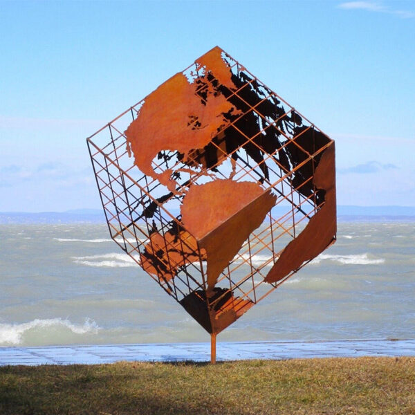 Huge Cube Corten Steel Sculpture