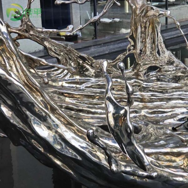 Large Metal Spray Stainless Steel Sculpture - Image 4