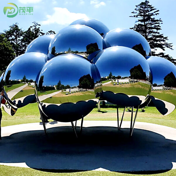 Large Mirror Stainless Steel Sphere Sculpture