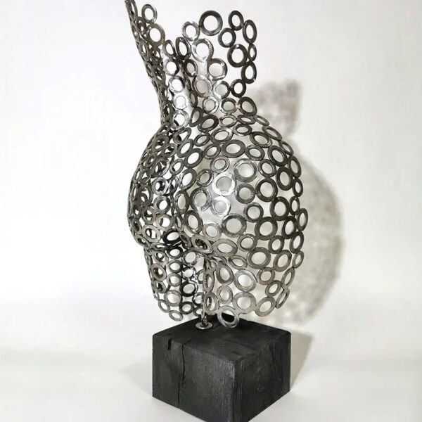 Life Size Oak Base Stainless Steel Sculpture - Image 6