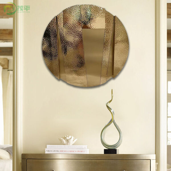 Gold Round Mirror Wall Sculpture - Image 5