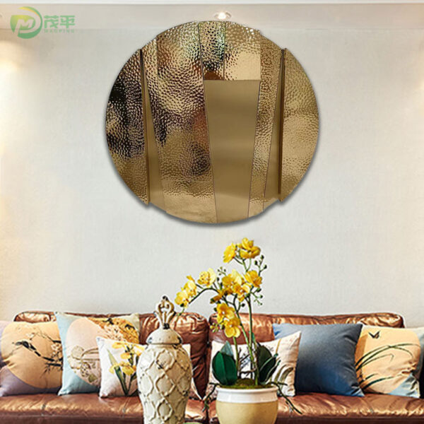 Gold Round Mirror Wall Sculpture - Image 4