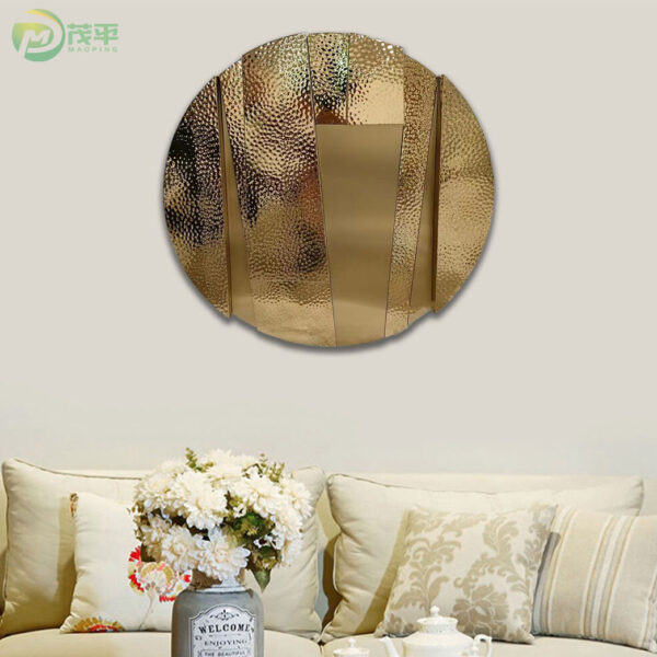 Gold Round Mirror Wall Sculpture