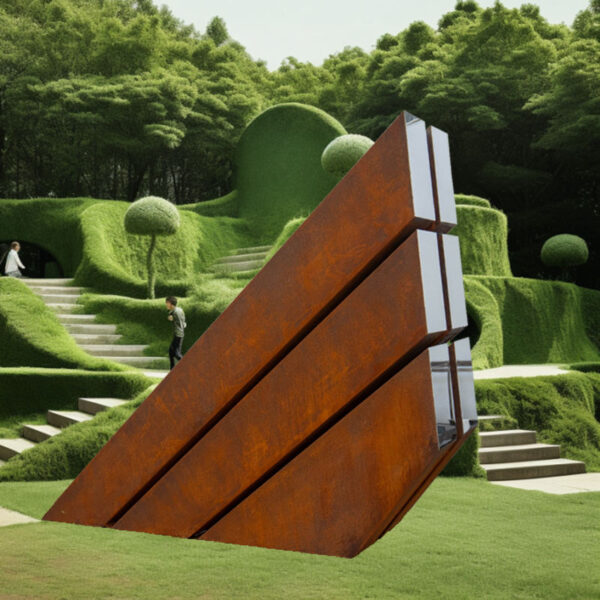 Metal Art Abstract Weathering Corten Steel Sculpture - Image 2