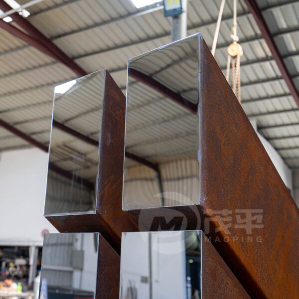 Metal Art Abstract Weathering Corten Steel Sculpture - Image 3