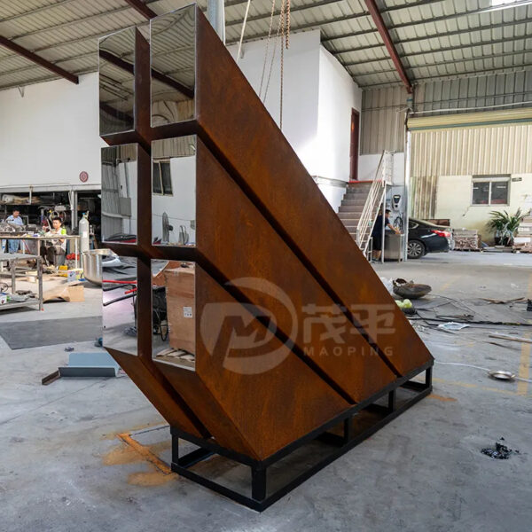 Metal Art Abstract Weathering Corten Steel Sculpture - Image 5
