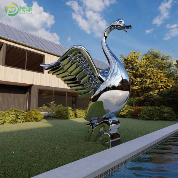 Metal Goose Stainless Steel Sculpture - Image 2