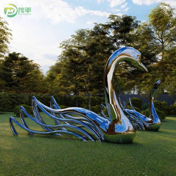 Metal Goose Stainless Steel Sculpture - Image 3