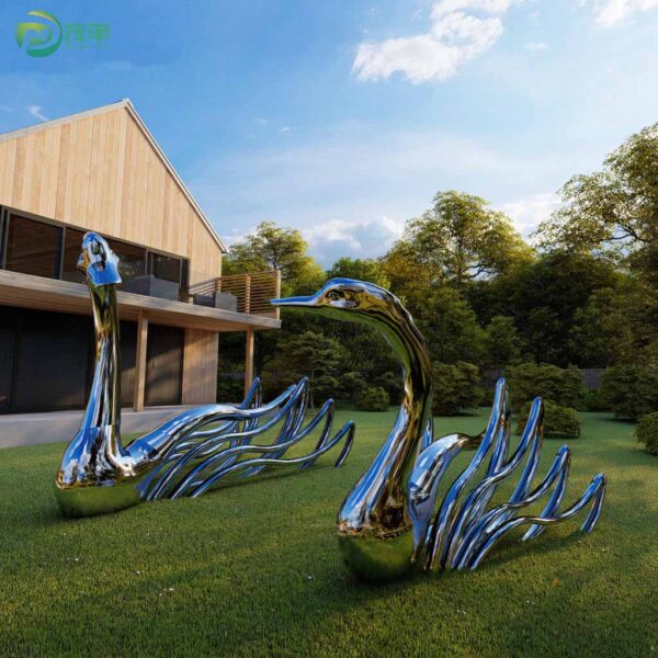 Metal Goose Stainless Steel Sculpture - Image 4