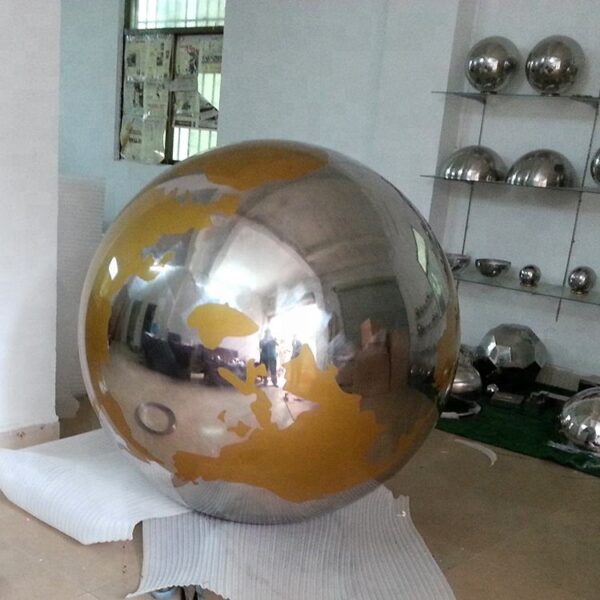 Metal World Globe Sculpture Stainless Steel Hollow Ball - Image 4