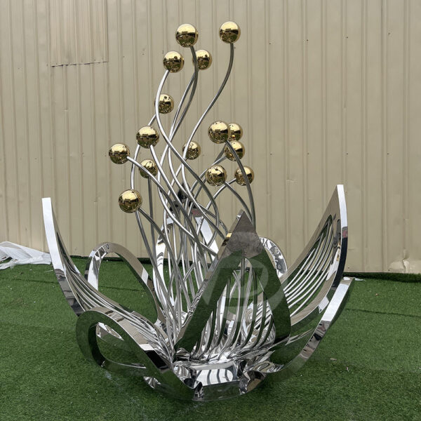 Metal flower stainless steel sculpture