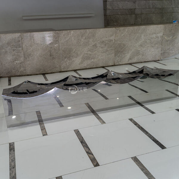 Mirror Metal Wave Bench Creative Stainless Steel Sculpture - Image 2