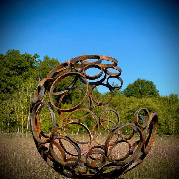 Moon Circle Sphere Corten Steel Sculpture