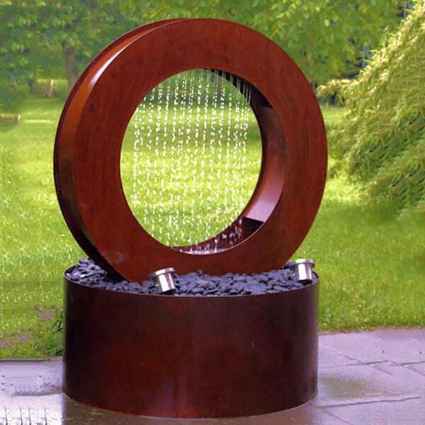 Ring Fountain Weathering Corten Steel Sculpture - Image 2