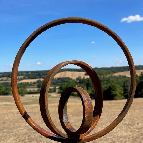 Ring Hoop Circle Modern Corten Steel Sculpture - Image 2