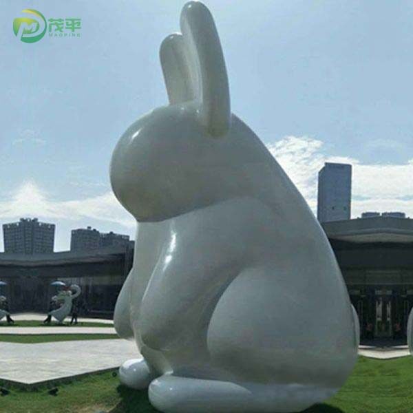 White Large Rabbit Stainless Steel Sculpture - Image 2