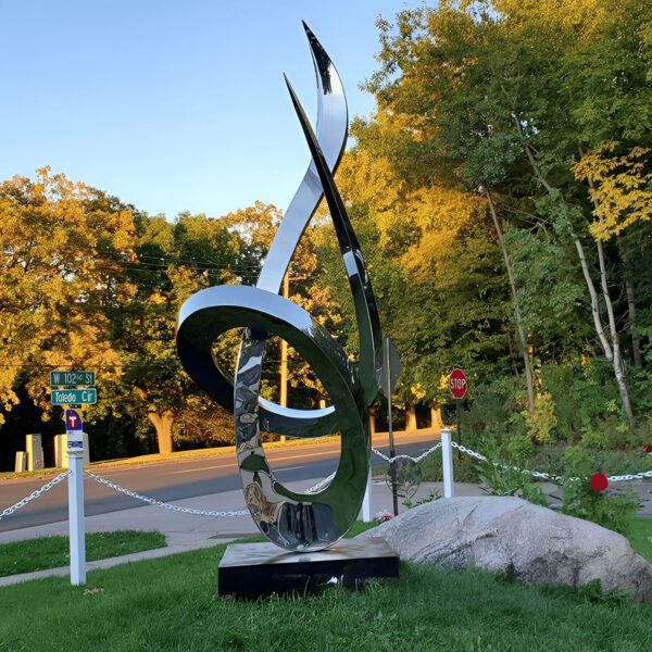 Abstract Ribbon Stainless Steel Sculpture - Image 2