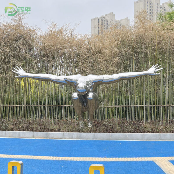 Stainless Steel Diving Man Sculpture - Image 2