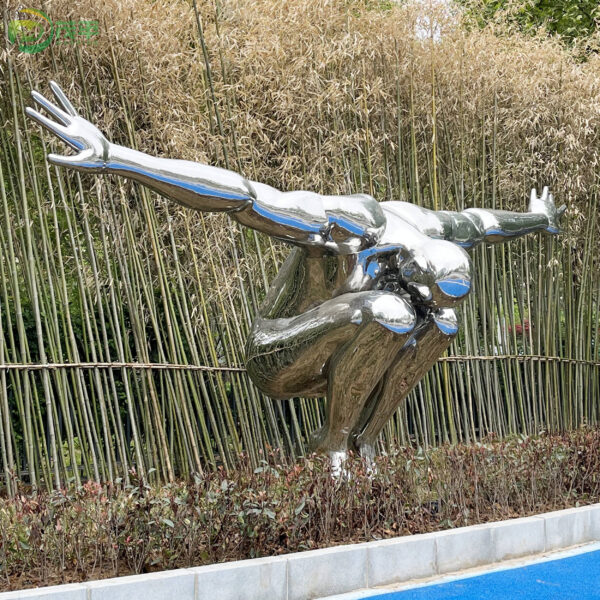 Stainless Steel Diving Man Sculpture - Image 4
