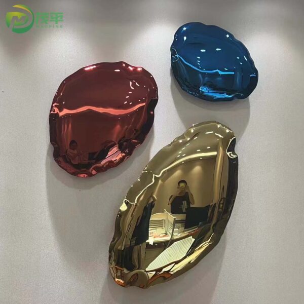 Colored Wall Stone Decoration Stainless Steel Sculpture