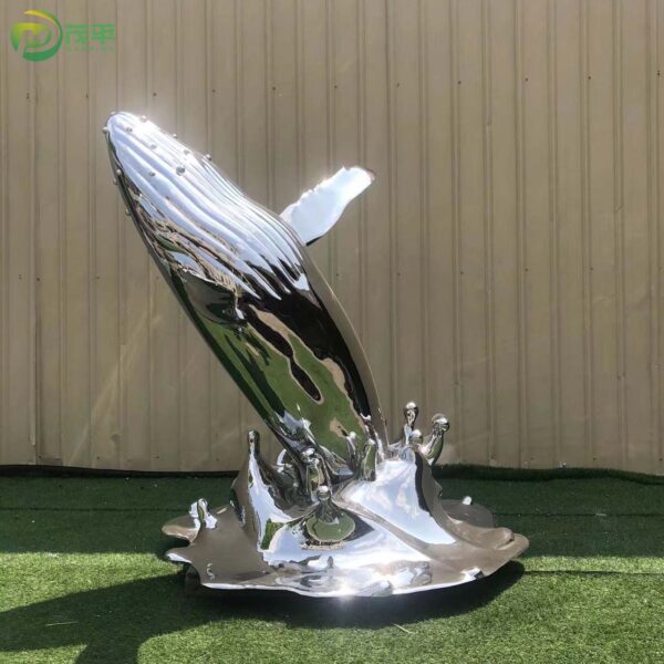 Metal Whale Stainless Steel Sculpture