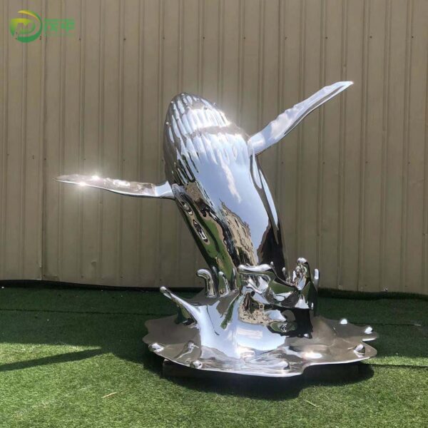 Metal Whale Stainless Steel Sculpture - Image 2