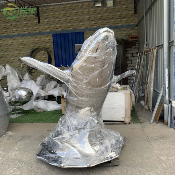 Metal Whale Stainless Steel Sculpture - Image 5