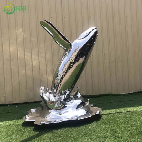 Metal Whale Stainless Steel Sculpture - Image 3