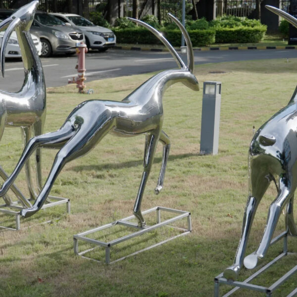 Abstract Antelope Animal Stainless Steel Sculpture - Image 2