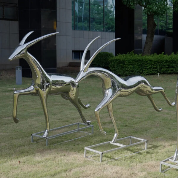 Abstract Antelope Animal Stainless Steel Sculpture