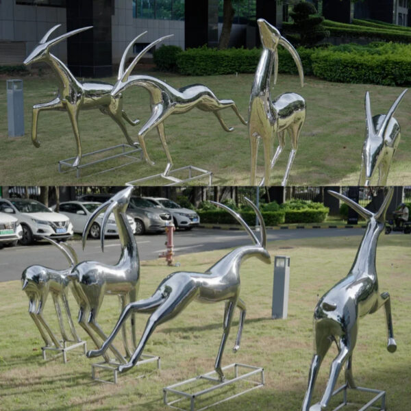 Abstract Antelope Animal Stainless Steel Sculpture - Image 3