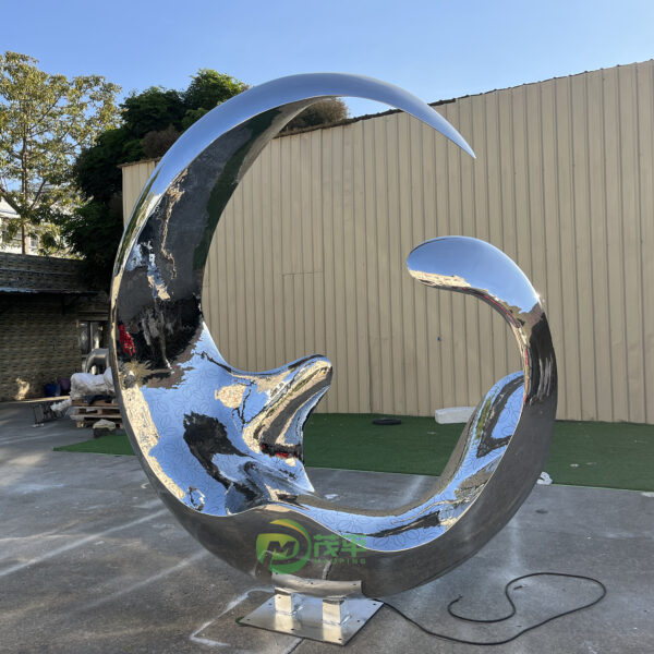 Abstract Ring LED Stainless Steel Sculpture - Image 2