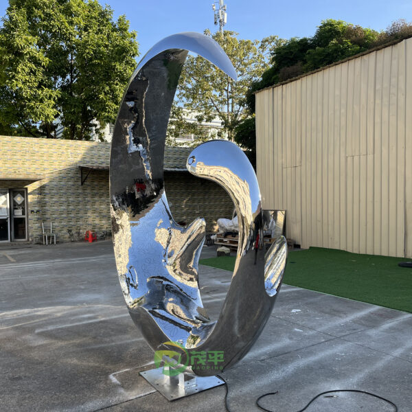 Abstract Ring LED Stainless Steel Sculpture - Image 3
