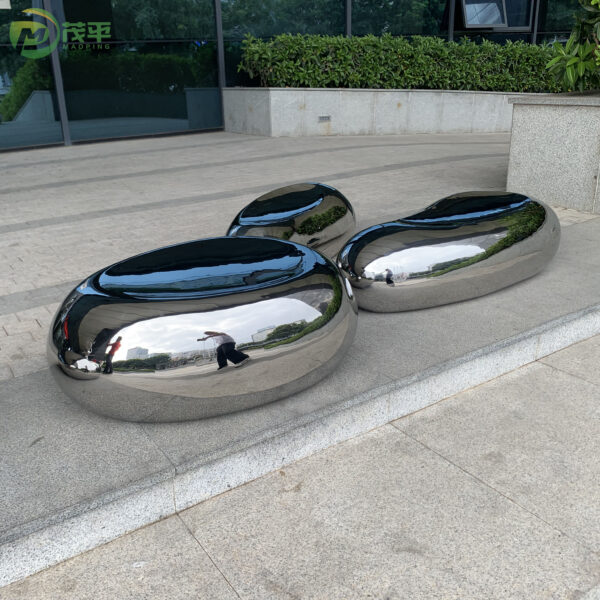Garden Stone Stool Lawn Stainless Steel Sculpture - Image 2