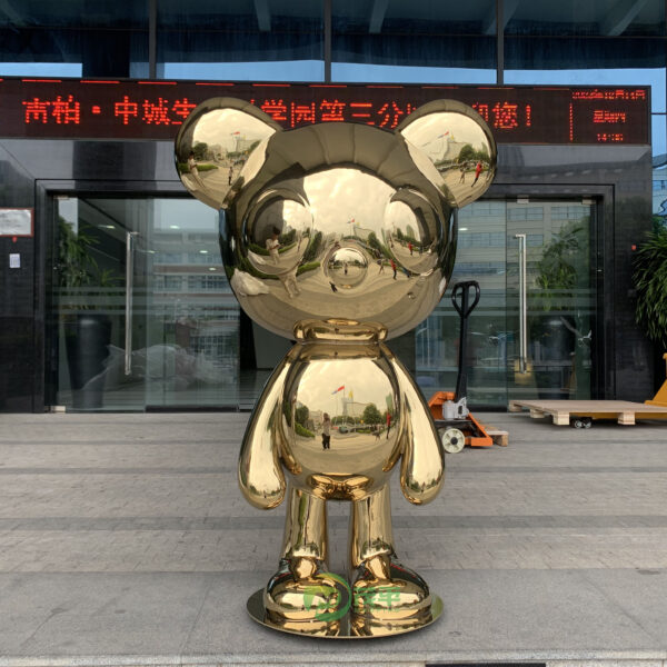 Gold Cartoon Bear Stainless Steel Sculpture