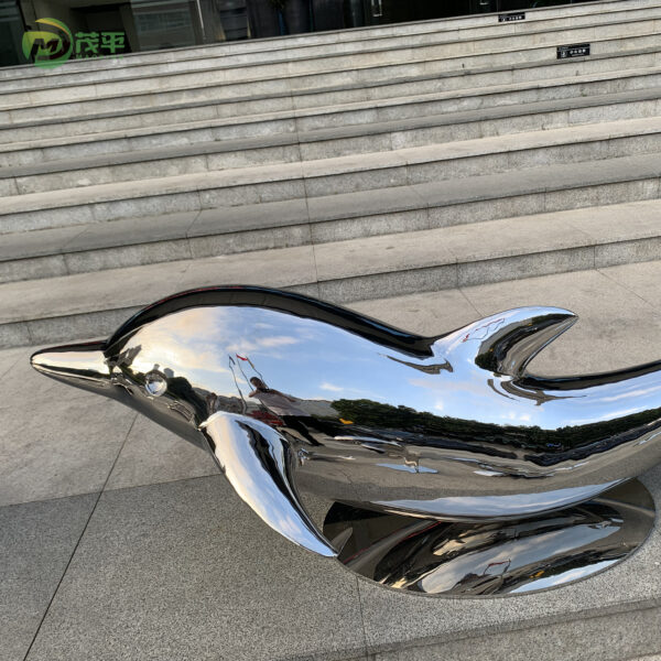 Jumping Swimming Dolphin Stainless Steel Sculpture - Image 5