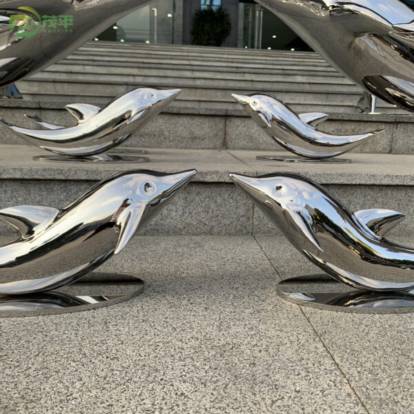 Jumping Swimming Dolphin Stainless Steel Sculpture - Image 6
