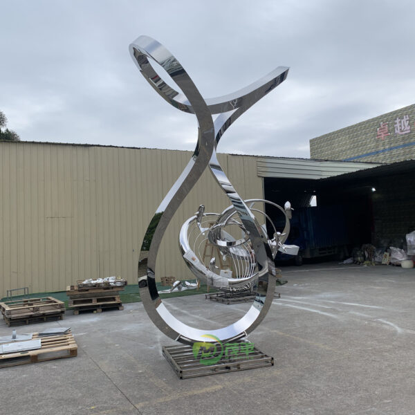 Large Abstract Ribbon Stainless Steel Sculpture - Image 2