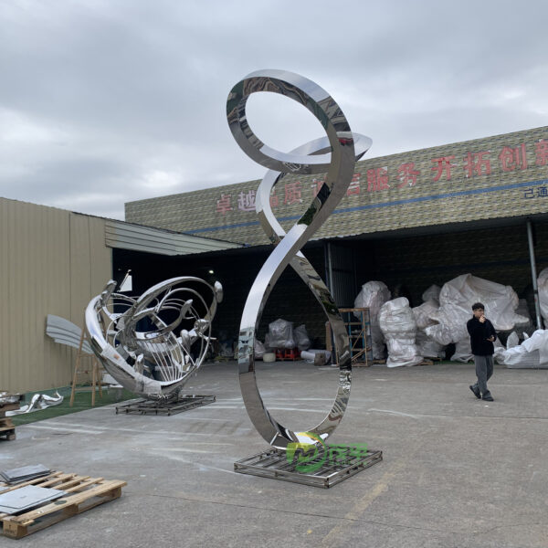 Large Abstract Ribbon Stainless Steel Sculpture - Image 3