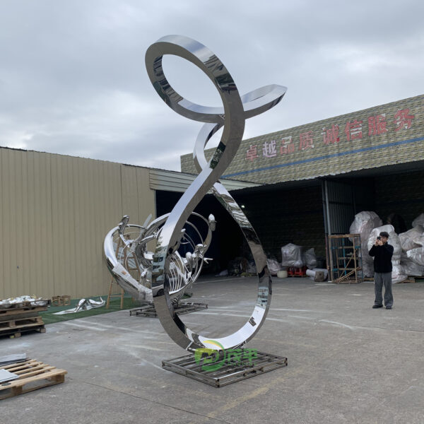 Large Abstract Ribbon Stainless Steel Sculpture - Image 4