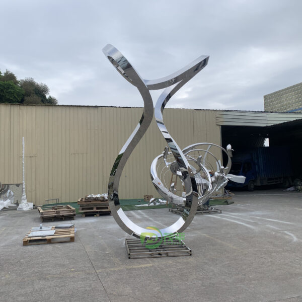 Large Abstract Ribbon Stainless Steel Sculpture