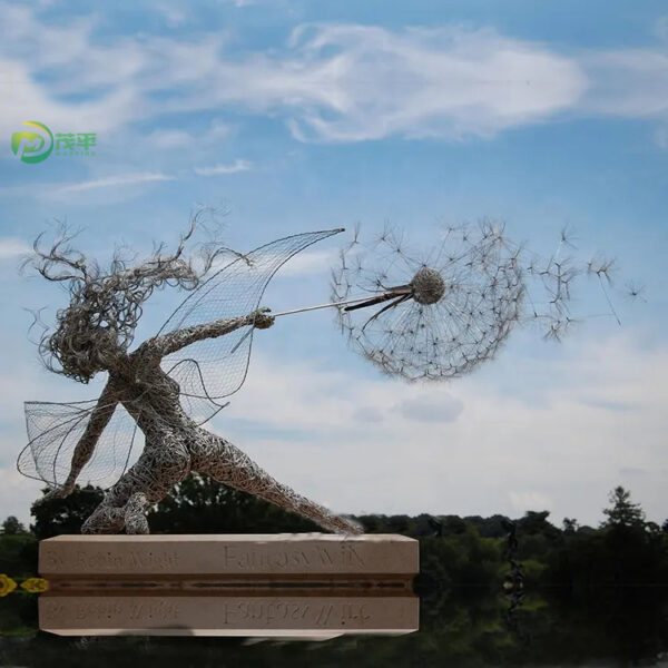 Modern Dandelion Girl Elf Stainless Steel Sculpture - Image 3