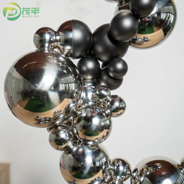 Modern Interior Spherical Decorative Stainless Steel Sculpture - Image 3