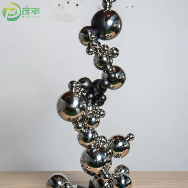 Modern Interior Spherical Decorative Stainless Steel Sculpture - Image 2